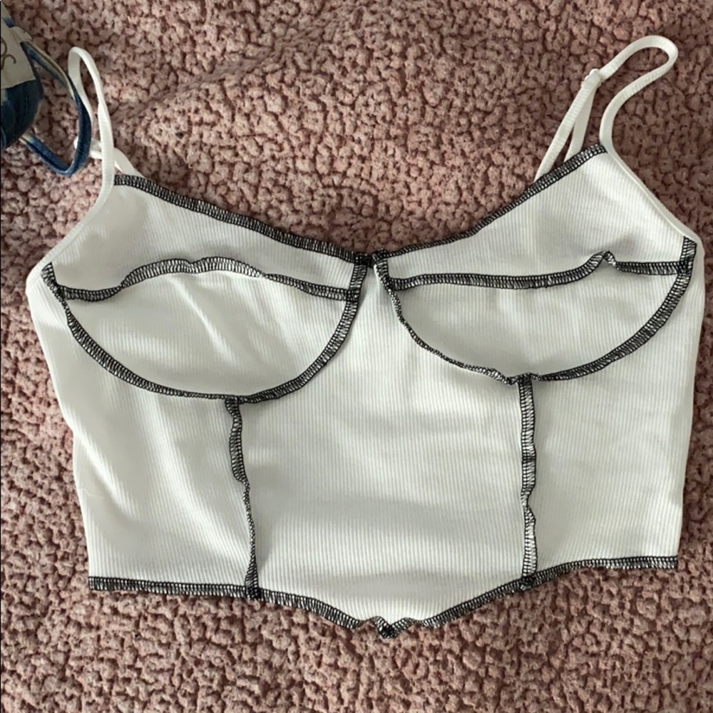 White and Black seam Tank Top